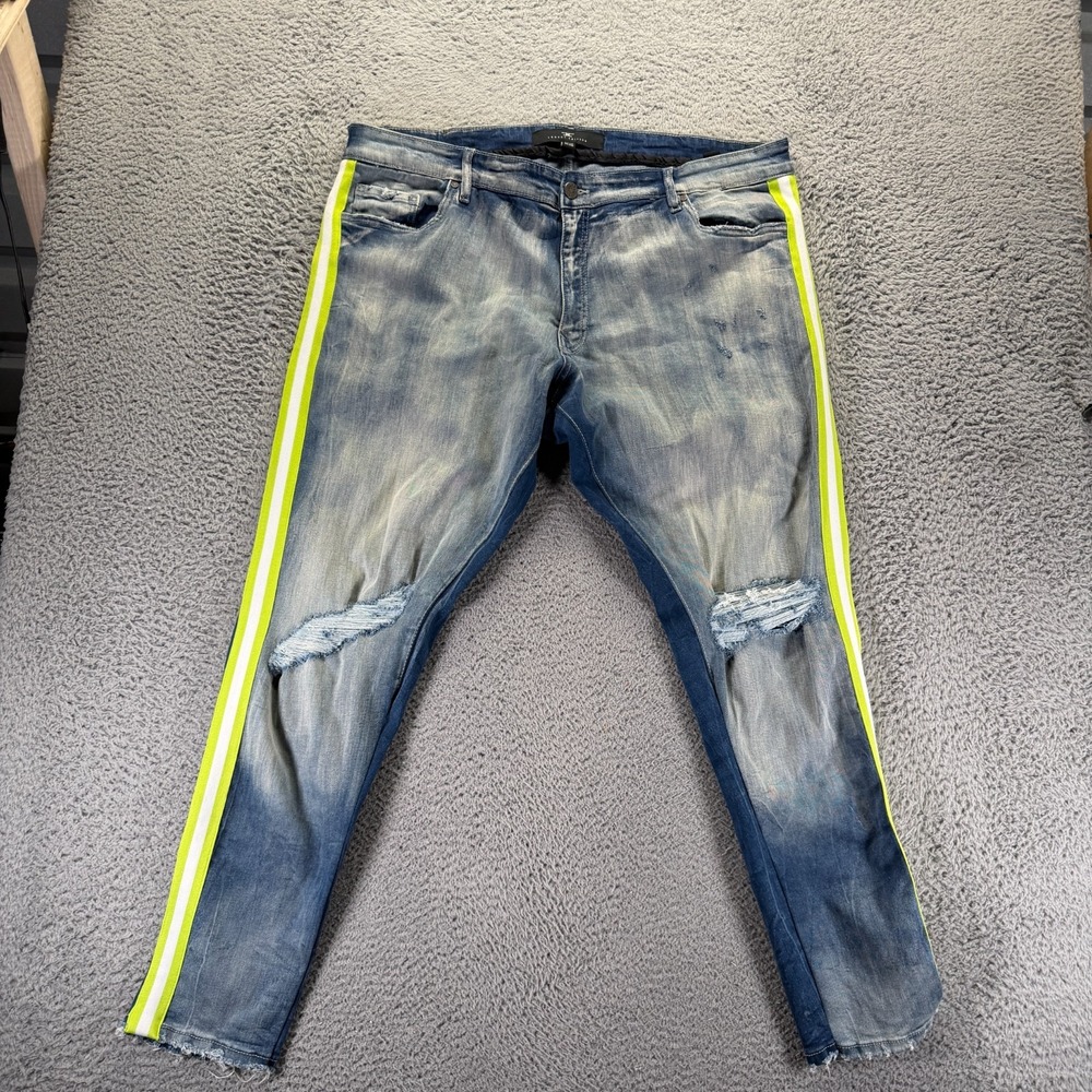 Jordan Craig Legacy Edition Jeans Men 44x32 Blue Cotton Denim Tapered Distressed